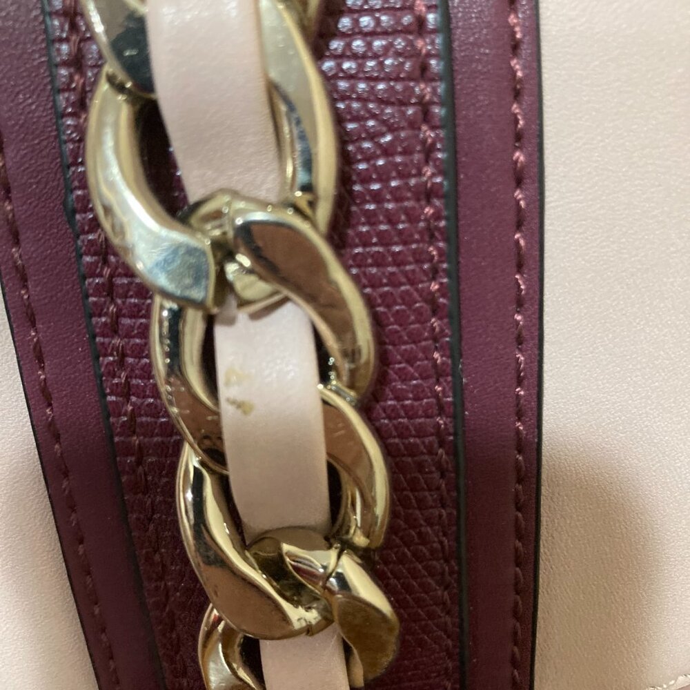 Apt 9 Handbag Purse Satchel Burgundy Pink Beige - Picture 4 of 9